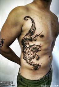 abdomen ink down the mountain tiger tattoo pattern