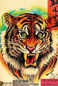 华丽经典的老虎虎头纹身图案
