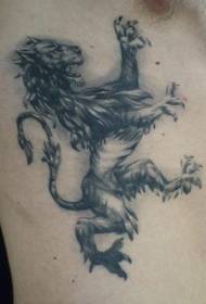 sisi pinggang hitam abu pola tato singa