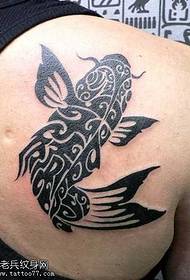 nugaros juodo kalmaro totemo tatuiruotės modelis