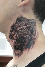 Tigris tetoválás minta: Nyakú tigris fej tetoválás minta