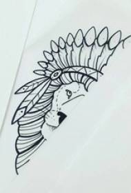 černá čára skica napůl kreativní lev tetování rukopis
