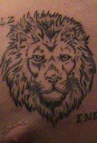 dada singa hideung sirah Inggris nganggo pola tato Inggris