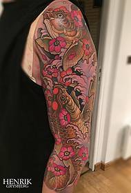 patrón de tatuaje de cereza de calamar
