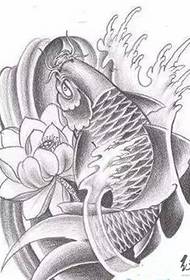 manoscritto del tatuaggio del loto del calamaro