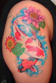 koi ສີລອຍນ້ ຳ ໃນຮູບແບບ tattoo ໜອງ