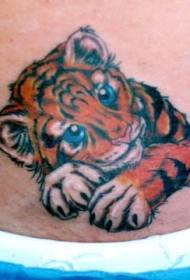 pattern ng tattoo na kulay ng cute na tigre cub
