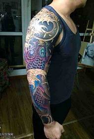 arm Purple squid tattoo model