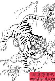 Imagen de patrón de tatuaje de tigre: Imagen de patrón de tatuaje de tigre cuesta abajo