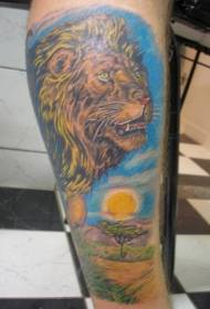 gambar tatu singa di padang rumput warna kaki
