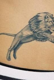 κοιλιακό μαύρο γκρίζο λιοντάρι μοτίβο τατουάζ άλματα