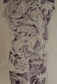 चीनी शैलीचे स्क्विड जम्पिंग ड्रॅगन डोर टॅटू पॅटर्न
