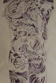 Modello del tatuaggio della porta del drago di salto del calamaro di stile cinese