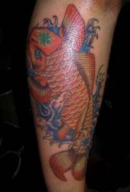 sarkans koi zivju tetovējums tetovējums modelis