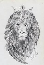 dominuojantis liūto karaliaus tatuiruotės modelio rankraštinės medžiagos paveikslas