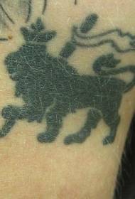 black lion with flag tattoo pattern