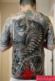 Muž zpět dominující populární plné zpět tetování horských tygr vzor