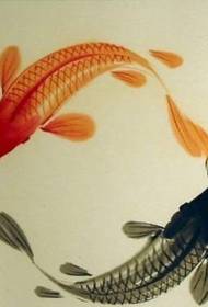 una varietà di bellissimi manoscritti colorati di tatuaggi di pesci koi