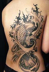красивий чорний сірий візерунок татуювання Koi