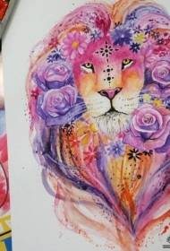 Europa y América león rosa splash tatuaje tatuaje manuscrito