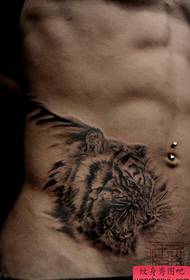 male belly classic cool tiger head tattoo pattern