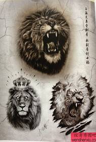 egy sor uralkodó hűvös oroszlán fej tetoválás mintát
