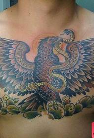 male front chest old school eagle tattoo pattern