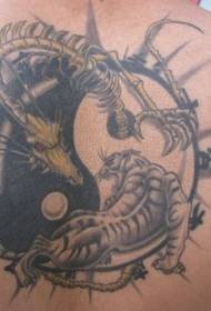 yin ja yang juorut lohikäärme luuranko ja tiikeri tatuointi malli