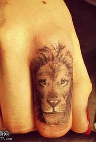 手指獅子頭像紋身圖案