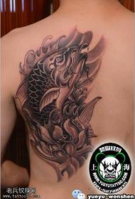 back classic lotus koi tattoo pattern