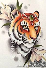 Populiarus šaunių spalvų tigro galvos tatuiruotės rankraštis