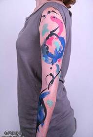 рука Маляўнічы малюнак татуіроўкі кальмараў з чарніламі