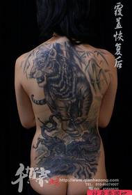 beleza de volta patrón de tatuaxe de tigre cara atrás super guapo