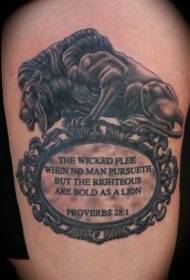koja juoda ruda Senos liūto statulos tatuiruotės nuotrauka