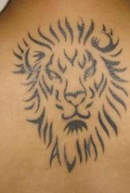 назад черный минималистичный рисунок тату со львом