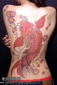 back red squid tattoo pattern