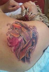 მხრის სუპერ ლამაზი ფერის squid tattoo ნიმუში
