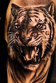 컬러 치열한 큰 호랑이 문신 사진