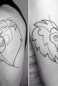 Patrón de tatuaje de león de línea de hombro