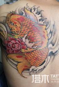 tatuatge de flor de peònies calamars d'espatlles dels homes