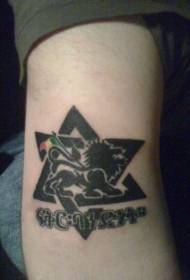 paže černá šesticípá hvězda lva symbol tetování obrázek
