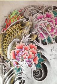 kaunis ja kaunis pioni kalmari tatuointi käsikirjoituskuvan kuva