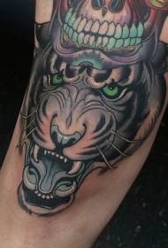new school color evil tiger tattoo pattern