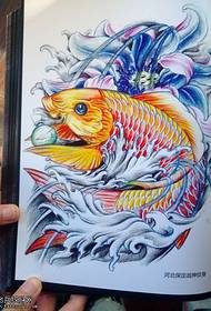 traditional goldfish lotus tattoo pattern