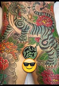 modello di tatuaggio dipinto peonia tigre