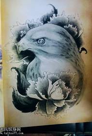 a peony eagle tattoo pattern