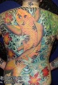 hel rygg gul blekksprut tatoveringsmønster