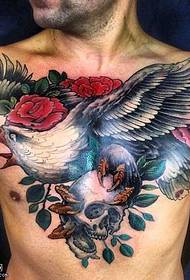 Borst Eagle Rose Tattoo patroon