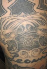 kājas melns simetrisks lauvas galvas tetovējums