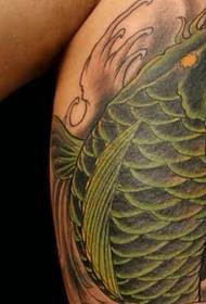 rangi ya kipekee rangi ya kijani squid tattoo
